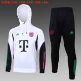 #Hoodie Bayern Munich 2023-24 White Soccer Sweatshirt + Pants Kid's