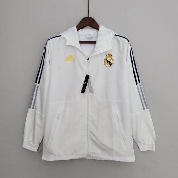 Real Madrid 2022-23 White Soccer Windrunner Jacket Men's