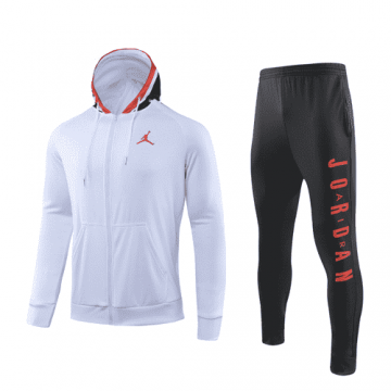 2019-20 PSG X Jordan Hoodie White Men's Football Training Suit(Jacket + Pants)