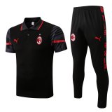AC Milan 2022-23 Black Soccer Polo + Pants Men's
