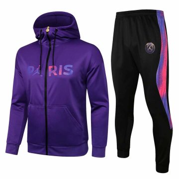 2021-22 PSG x Jordan Hoodie Purple Football Training Suit (Jacket + Pants) Men's