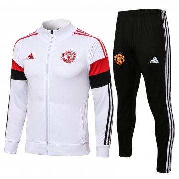 Manchester United 2021-22 White II Soccer Training Suit Jacket + Pants Men's