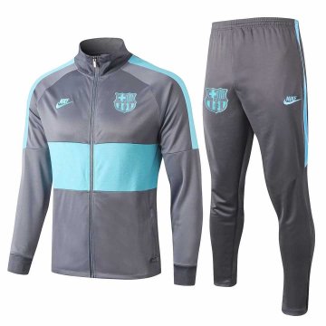 2019-20 Barcelona High Neck Light Grey Men's Football Training Suit(Jacket + Pants)