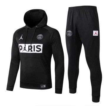 2019-20 PSG x JORDAN Hoodie Black Men's Football Training Suit(Sweatshirt + Pants)