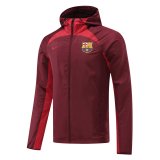 #Hoodie Barcelona 2021-22 Burgundy All Weather Windrunner Soccer Jacket Men's