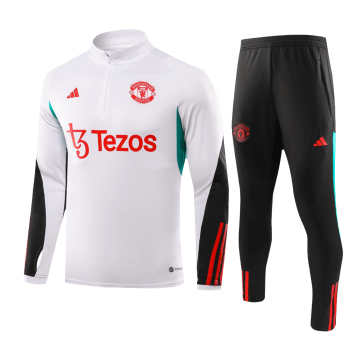 Manchester United 2023-24 White Soccer Sweatshirt + Pants Men's