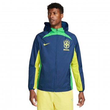 Brazil 2022 Waterproof Navy All Weather Windrunner Soccer Jacket Men's