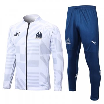 Olympique Marseille 2022-23 White Soccer Jacket + Pants Men's