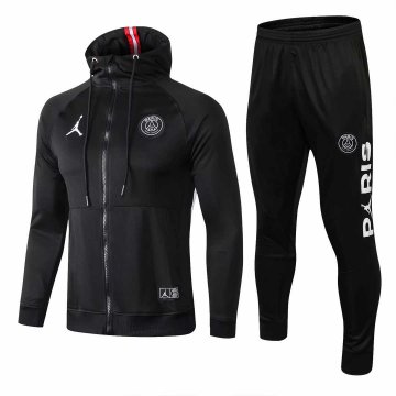 2019-20 PSG x Jordan Hoodie Black Men's Football Training Suit(Jacket + Pants) [46912019]