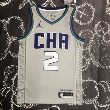 Charlotte Hornets 2019/2020 Brand Grey SwingMen's Jersey - City Edition Men's (BALL #2)