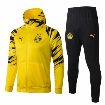 2020-21 Borussia Dortmund Hoodie Yellow Football Training Suit (Jacket + Pants) Men