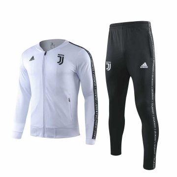 2019-20 Juventus Low Neck White Men's Football Training Suit(Jacket + Pants)