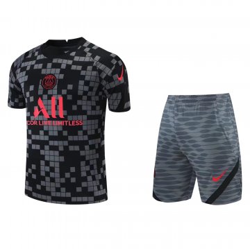 PSG 2021-22 Black - Grey Soccer Training Jerseys + Short Men's