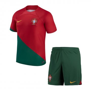 Portugal 2022 Home Soccer Jerseys + Short Kid's