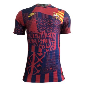 2021-22 Barcelona Pre-Match Red-Blue Football Jersey Shirts Men's Match