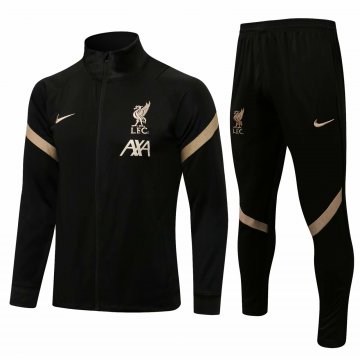 Liverpool 2021-22 Black - Gold Jacket + Pants Soccer Training Suit Men's