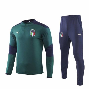 2019-20 Italy Half Zip Green Men's Football Training Suit(Jacket + Pants)