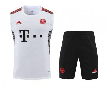 Bayern Munich 2022-23 White Soccer Training Suit Singlet + Short Men's