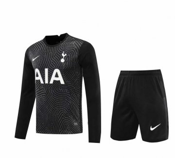 2020-21 Tottenham Hotspur Goalkeeper Black Long Sleeve Men Football Jersey Shirts + Shorts Set