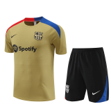 Barcelona 2024-25 Gold Soccer Jerseys + Short Men's