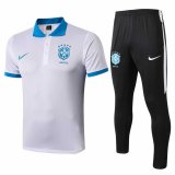 2019-20 Brazil White Men's Football Training Suit(Polo + Pants)