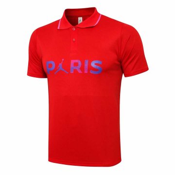 2021-22 PSG x Jordan Red Football Polo Shirt Men's