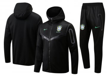 Brazil 2022 Hoodie Black Soccer Jacket + Pants Men's