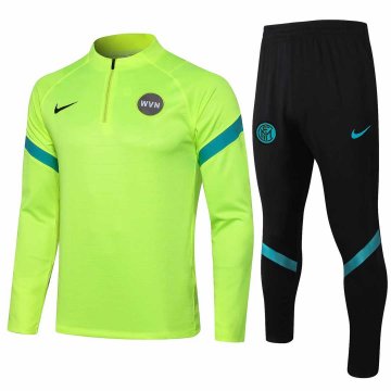2021-22 Inter Milan Yellow Half Zip Football Training Suit Men's