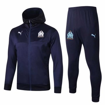 2019-20 Olympique Marseille Hoodie Navy Men's Football Training Suit(Jacket + Pants)