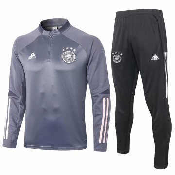 2020-21 Germany Light Grey II Half Zip Men's Football Training Suit(Sweatshirt + Pants)