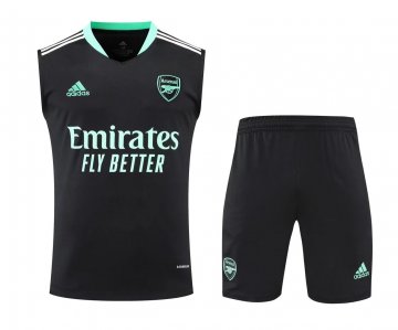 Arsenal 2022-23 Black Soccer Training Suit Singlet + Short Men's