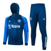 #Hoodie Manchester United 2023-24 Blue Soccer Training Suit Men's