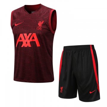 Liverpool 2021-22 Burgundy 3D Soccer Singlet + Shorts Men's