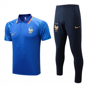 France 2022-23 Blue Soccer Polo + Pants Men's