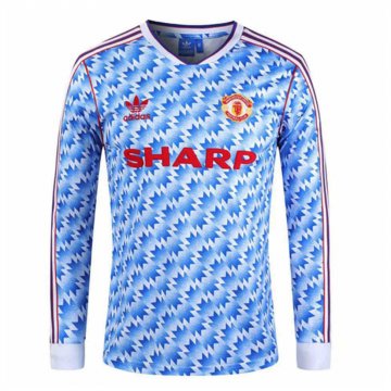 90/92 Manchester United Retro Away Long Sleeve Men's Football Jersey Shirts