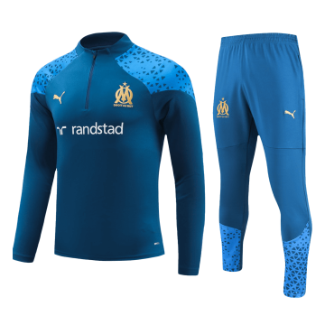 Marseille 2023-24 Blue Soccer Zipper Sweatshirt + Pants Children's