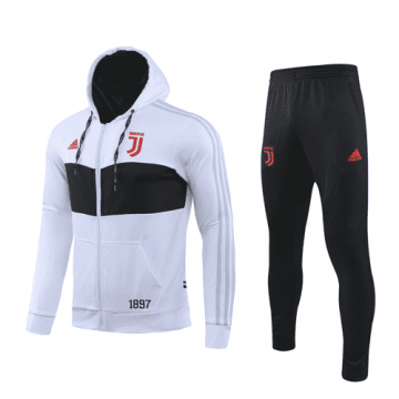 2019-20 Juventus Hoodie White Men's Football Training Suit(Jacket + Pants)