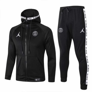 2019-20 PSG x Jordan Hoodie Black Men's Football Training Suit(Jacket + Pants)