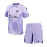 Liverpool 2022-23 Goalkeeper Purple Soccer Jerseys + Short Kid's