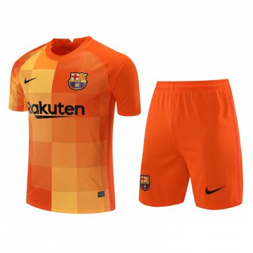 Barcelona 2021-22 Goalkeeper Orange Soccer Jerseys + Short Men's