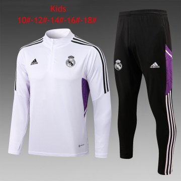 Real Madrid White Soccer Training Suit Kid's 2022-23