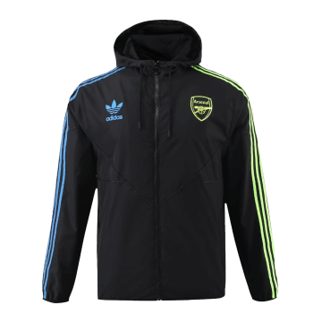 #Hoodie Arsenal 2023-24 Black Soccer Windbreaker Jacket Men's