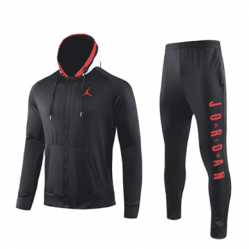 2019-20 PSG X Jordan Hoodie Black Men's Football Training Suit(Jacket + Pants)