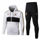 2019-20 Real Madrid Hoodie White Men's Football Training Suit(Jacket + Pants)