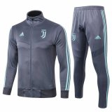 2019-20 Juventus High Neck Grey Men's Football Training Suit(Jacket + Pants)