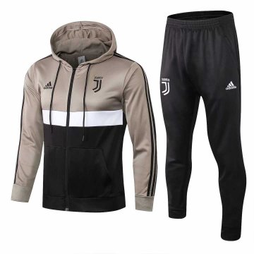 2019-20 Juventus Hoodie Apricot Men's Football Training Suit(Jacket + Pants)