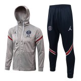 PSG x Jordan 2021-22 Hoodie Light Grey Dots Soccer Training Suit Jacket + Pants Men's