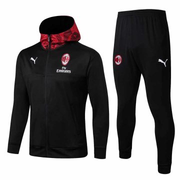2019-20 AC Milan Hoodie Black Men's Football Training Suit(Jacket + Pants) [46912005]