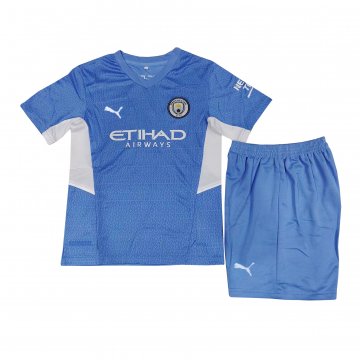 Manchester City 2021-22 Home Football Kit (Shirt + Shorts) Kid's