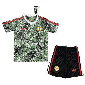 Manchester United 2023-24 Stone Roses Soccer Jerseys + Short Kid's